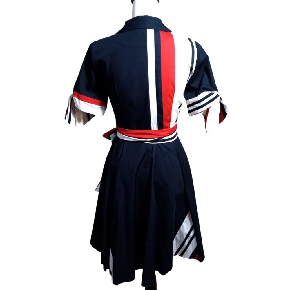 NWT Venus Blue & Red and White wrap dress cut out sleeves Sz 2 - Picture 7 of 16